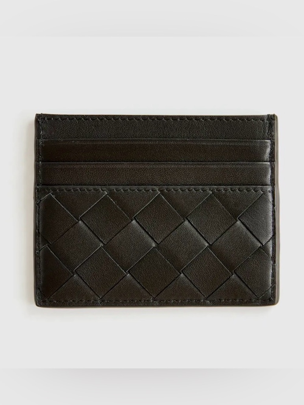 NWT Quince Italian Handwoven Leather Small Card Case in Black
